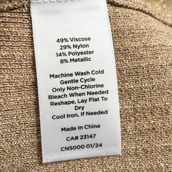 NEW TALBOTS Metallic Ribbed V-neck Cardigan in Tan & Gold  SZ 2X - Picture 8 of 10